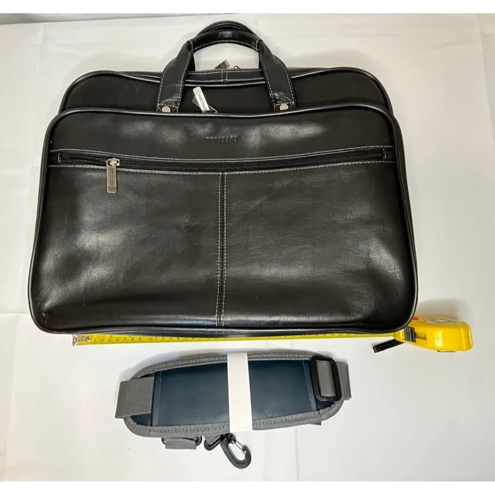 Hertitage Leather Laptop Messenger Bag Black